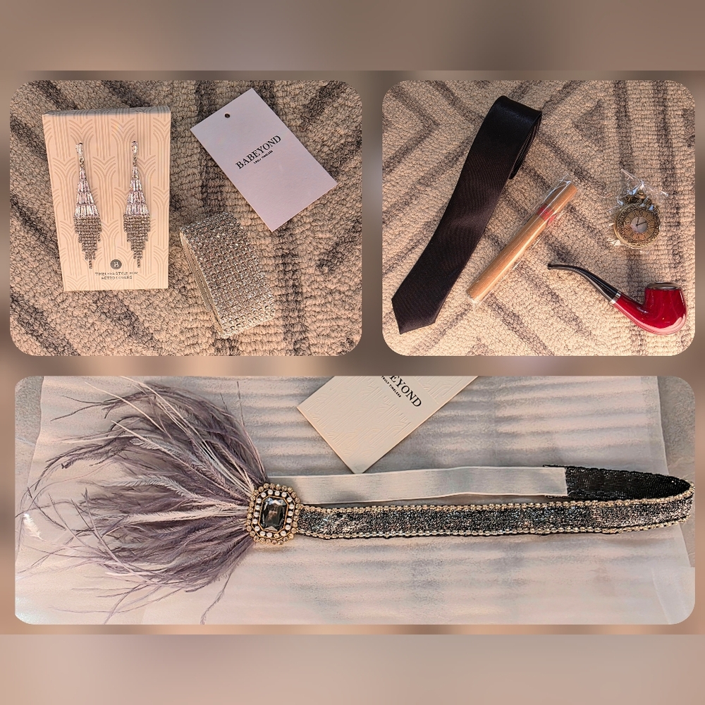 Babeyond Accessories Package: Headband, Earrings, Wide Bracelet, Men's Trinkets